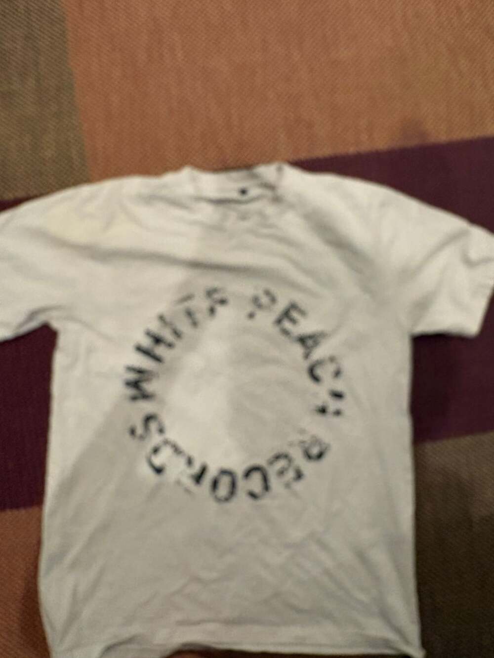 White Peach Records T-Shirt Size L White Graphic Print